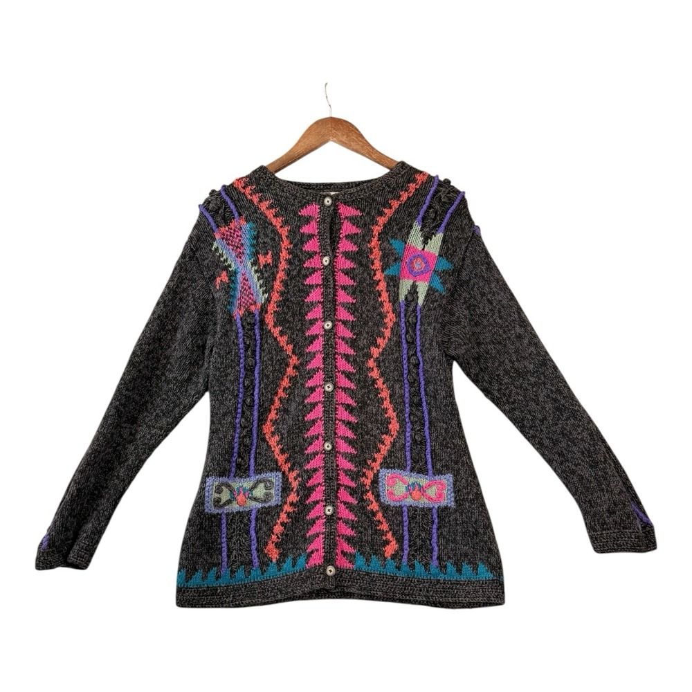 Vtg Sigrid Olsen Womens Sweater S Hand Knit Ramie Blend Artsy Geo Folk Boho‎ 90s